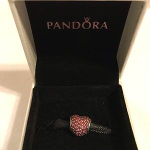 PANDORA •RETIRED• Red CZ Pavè Heart Charm